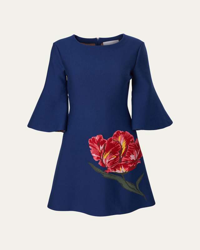 Tulip Bell-Sleeve Mini Dress